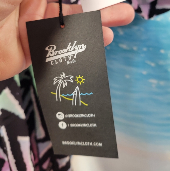 Brooklyn Cloth NWOT Multicolor 2‎ Pc Set Swim Trunks & Camp Shirt Mens Size L - Picture 10 of 11